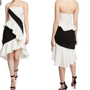 Never worn Marchesa Notte black and white color block dress
